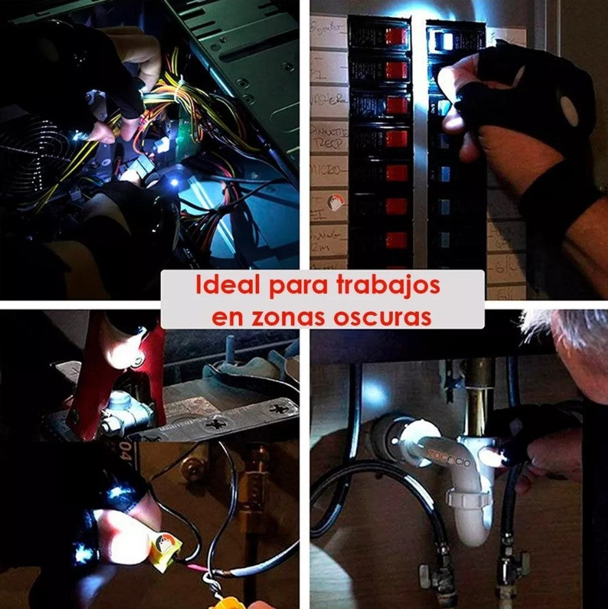 GUANTES DE TRABAJO CON LINTERNA LED